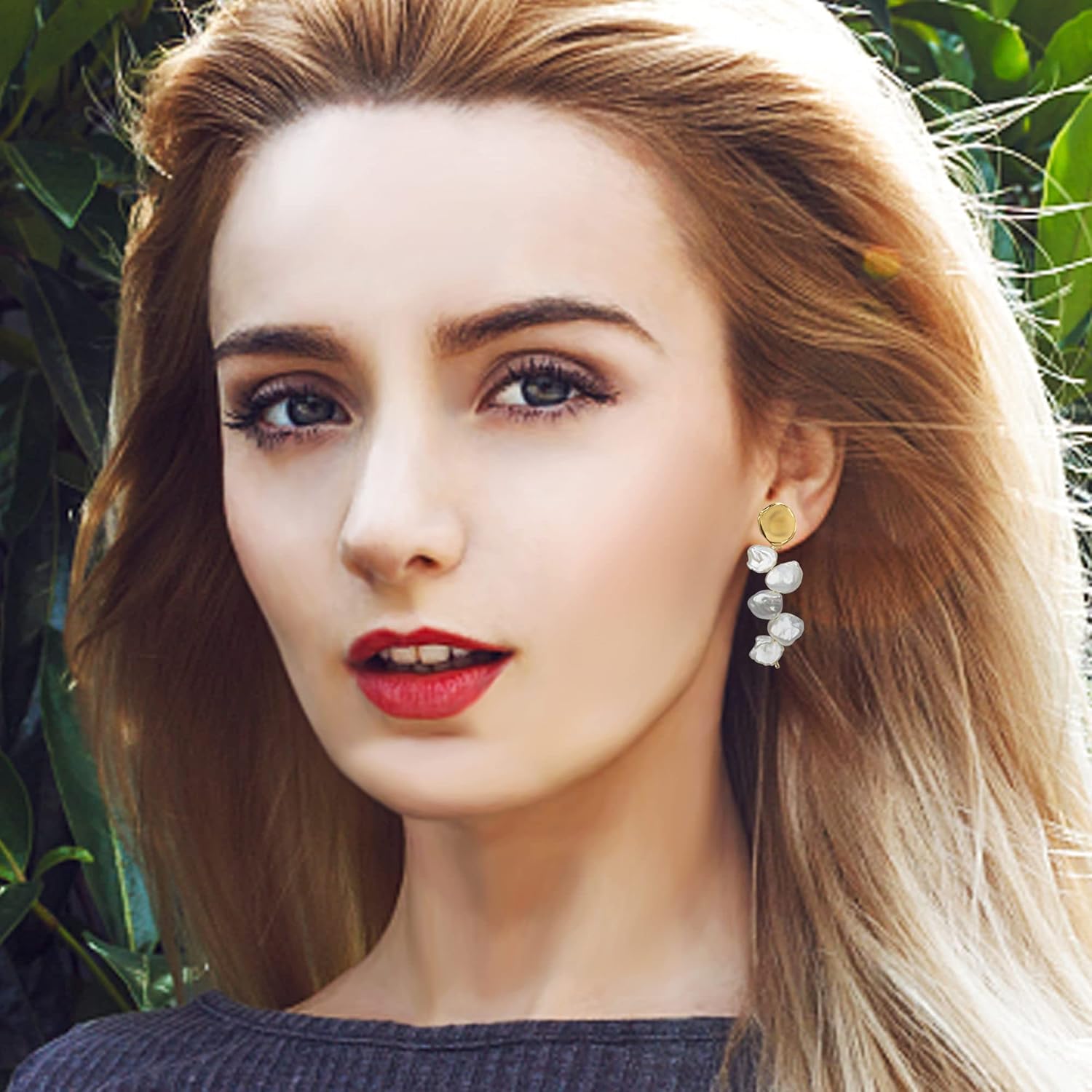 ELEXIS Long Baroque Pearl Earrings For Women Dangle Gold Dainty Statement Tassel Real Pearl Drop Jewelry For Wedding Bridesmaid Hanging - Image 7