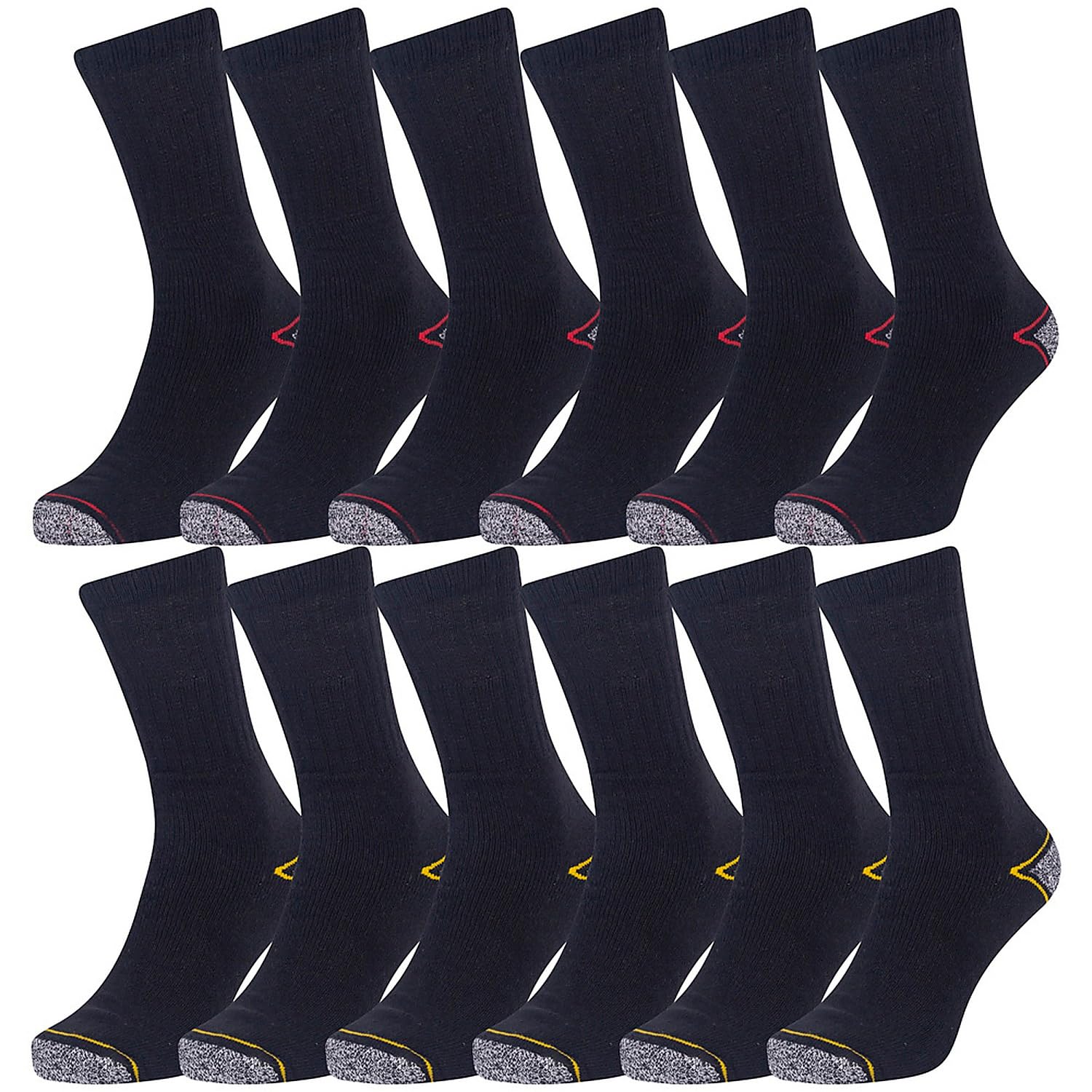 Iron Mountain IMSCK221 Calcetines de trabajo acolchados de algodón reciclado de alta resistencia para hombre Multipack Workwear (12 pares), multicolor, talla única
