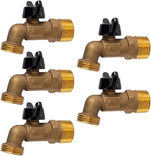 Miniatura 1 de Midline Valve 68563-5 Sillcock Manguera Bibb con mango de cuarto de giro, 34 de pulgada entrada MIPFIP x salida MHT, latón fundido (paquete de 5),