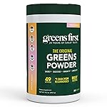 Greens First Original Greens Powder - 49 Superfoods - Organic Fruits & Veggies - Prebiotics, Probiotics & Digestive Enzymes - Antioxidant Smoothie - Dairy Free/Vegan/Non-GMO (Peach Mango, 30 Servings)