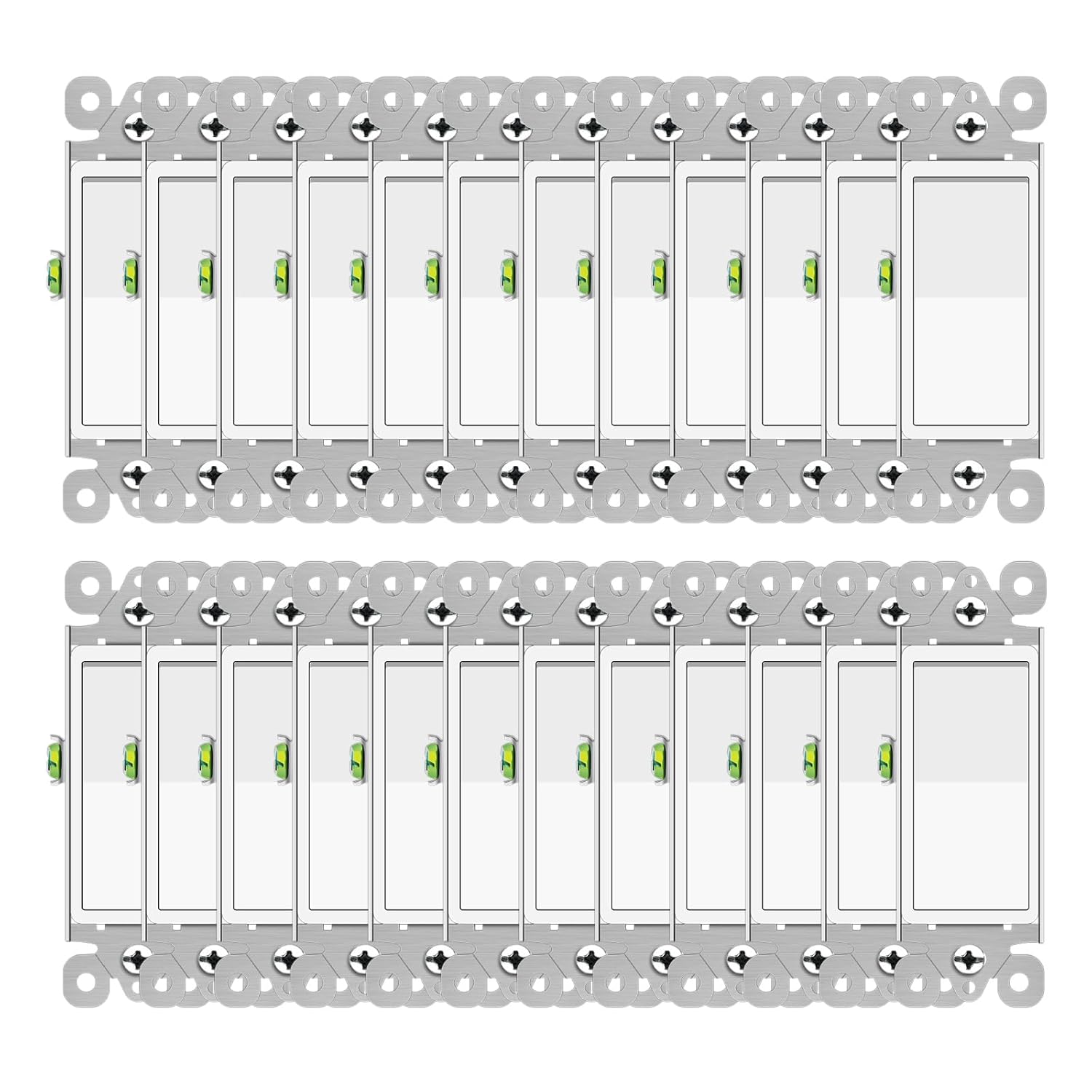 Greencycle Single Pole Light Switch,15 Amp/120-277V,Double Rocker Wall Paddle Light Switch,On/Off Switches for Residential and Commercial Areas,UL Listed,White,24PK