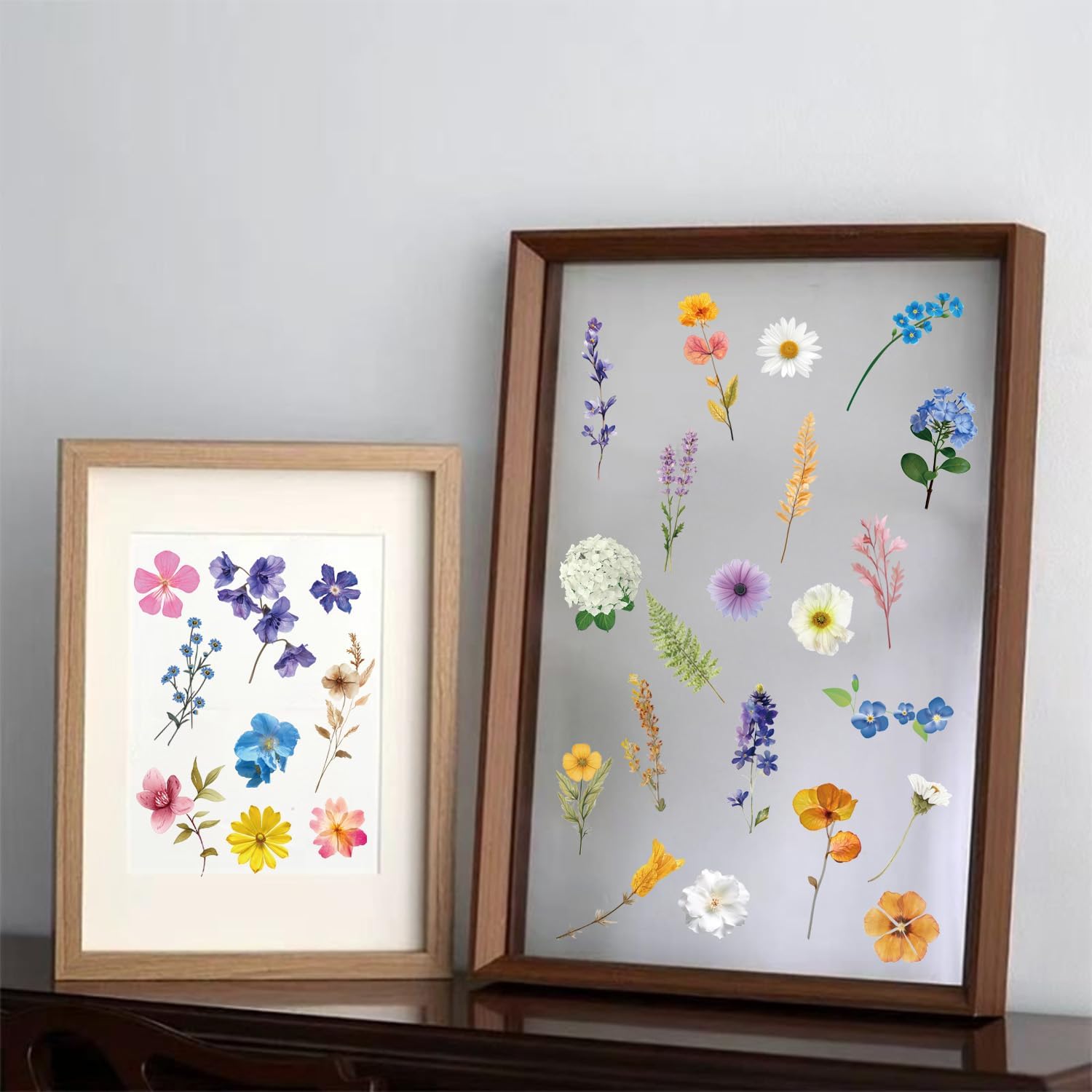 485Pcs Natural Flower Stickers,Self-Adhesive PVC Vintage Flower Stickers for Scrapbook,Laptop,Journal,DIY Project（B）