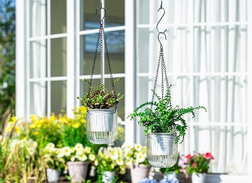 Miniatura 2 de Josteve Macetas colgantes de riego automático de 4.5 pulgadas, con agujeros de drenaje, macetas colgantes pequeñas para exteriores, nivel de agua