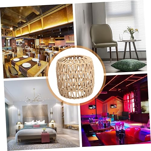 Miniatura 6 de Cabilock 1 unids pantalla de lámpara colgante cubierta de luz colgante de techo pantalla de imitación cuerda de cáñamo tejida pantalla de luz para