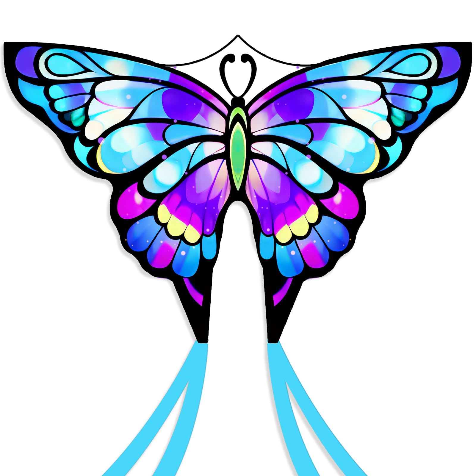 Simxkai Cometa de mariposa para niños y adultos, cometa grande fácil de volar para principiantes, mango de línea de 300 pies incluido, las cometas de playa voladoras más fáciles para actividades al