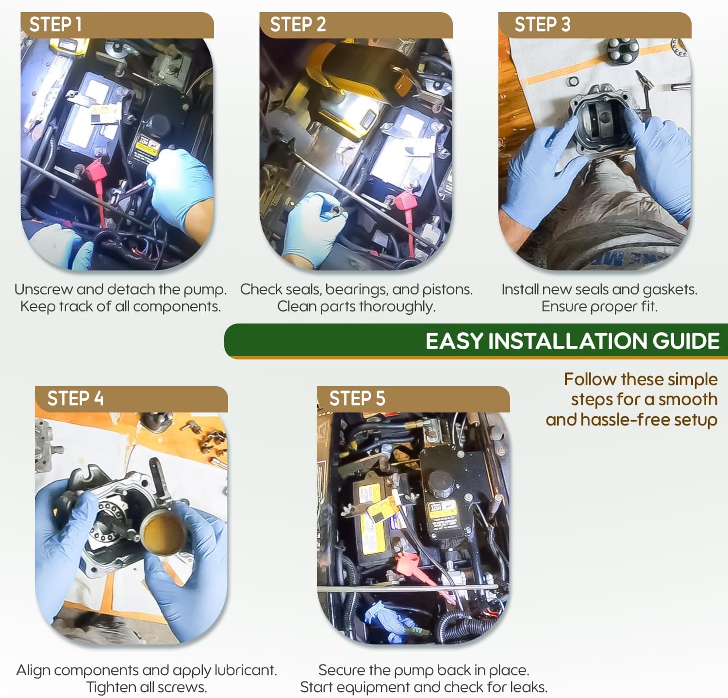 70525 BDP-10A Pump Overhaul Seal Kit, Replacement for Hydro-Gear, Fits for Ariens Models, Fits for Exmark Models, Replacement for HYI40-0807, 59203600, 105-6184, with Seals & Gaskets
