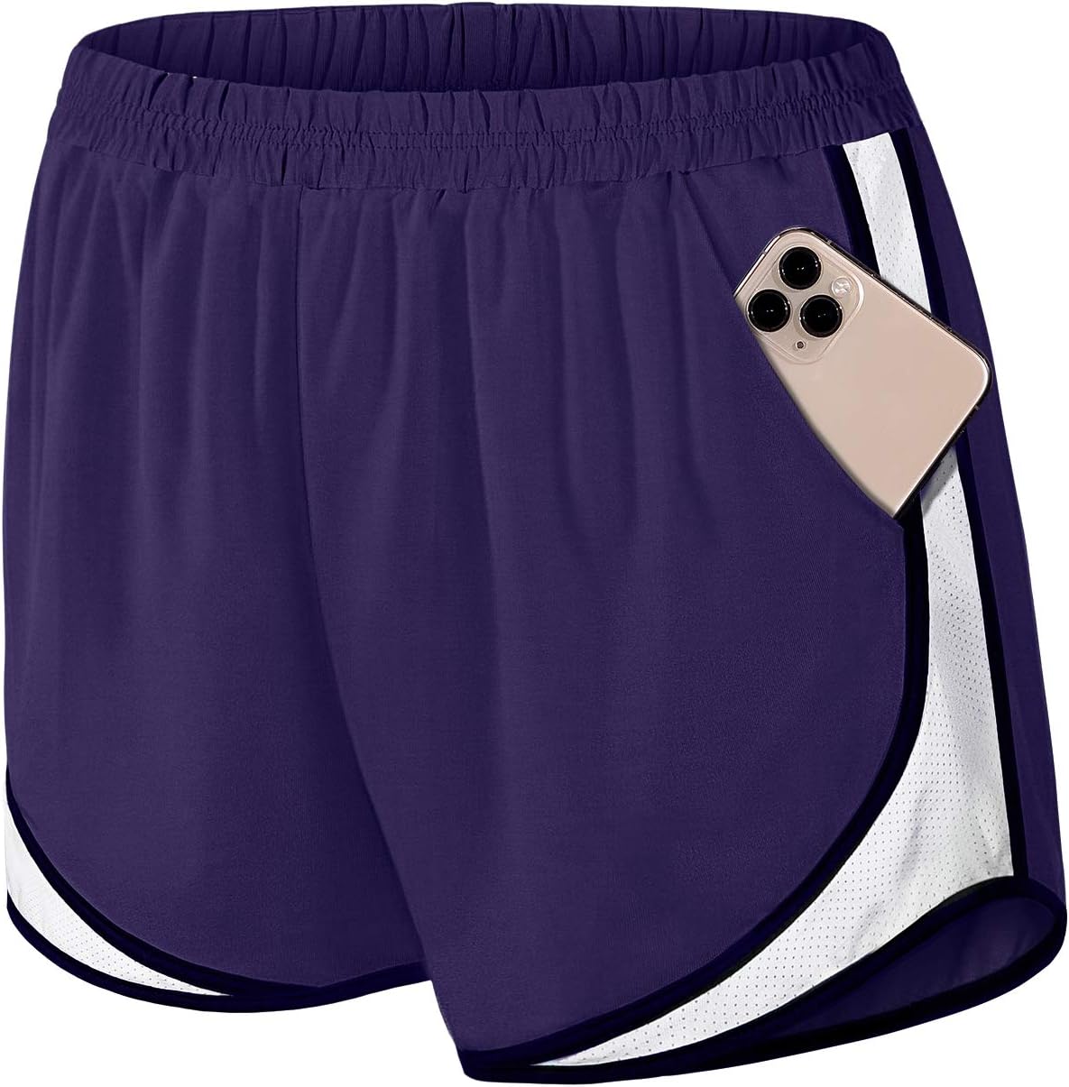 Running Shorts with Pockets Women Double Layer Athletic Workout Gym Shorts
