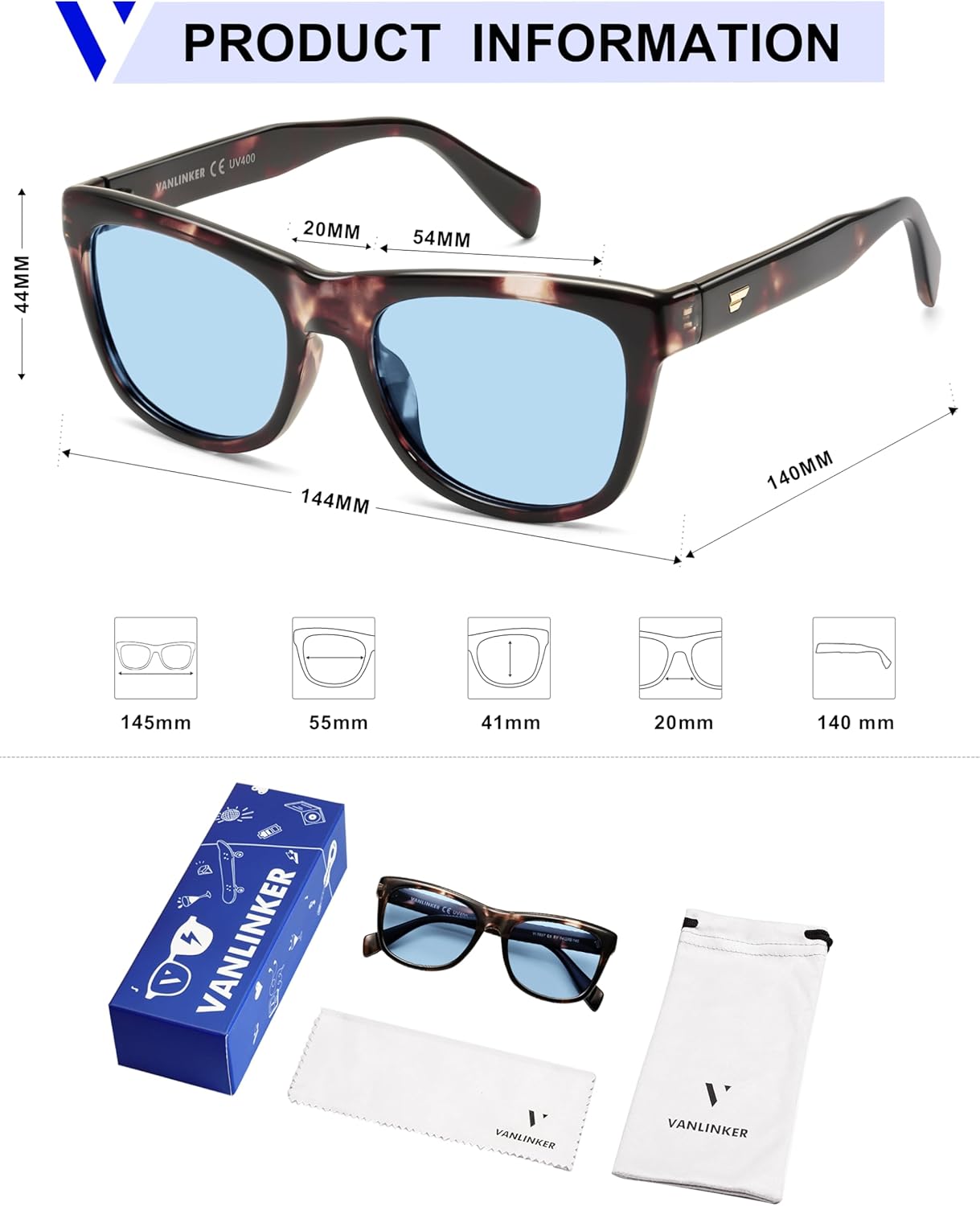 VANLINKER Polarized Sunglasses for Men Women, Classic Square Retro Style Trendy Designer Driving Sun Glasses VL9867 - Image 6