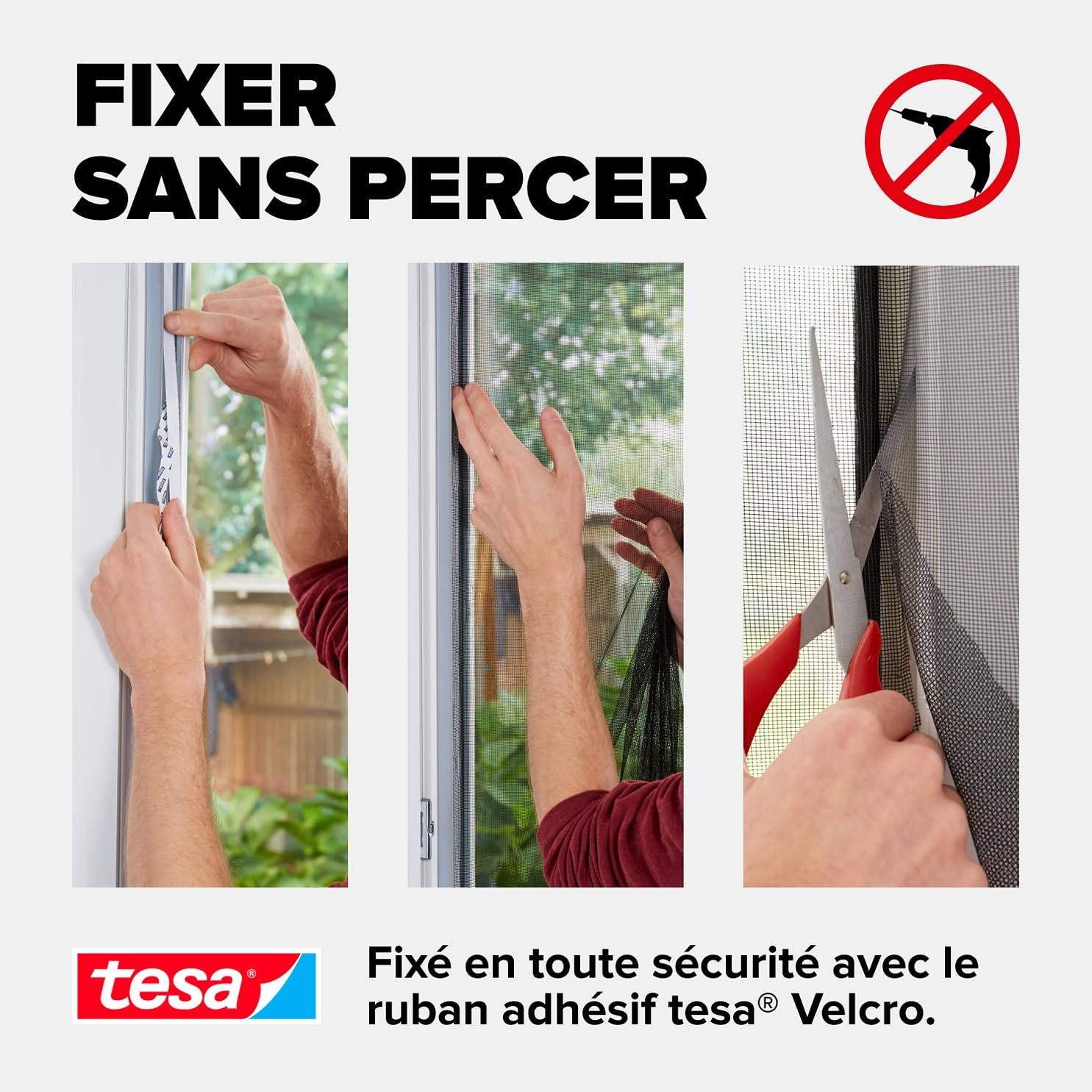 Tesa Insect Stop Auto-Agrippant STANDARD pour Fenêtres - Filet Anti-Moustiques Adhésif - Découpable à la Dimension Souhaitée - Anthracite, Lot de 3, 130 cm x 150 cm