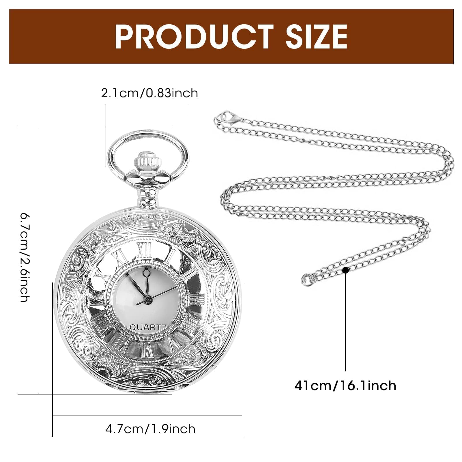 Orologi da Tasca, Numeri Romani in Stile Antico con Catena Staccabile(Silver)