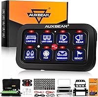 Vista 9 de Auxbeam Panel de interruptores BC60 de 6 bandas, caja de sistema de relé de control de circuito universal con interruptor LED de encendido y apagado