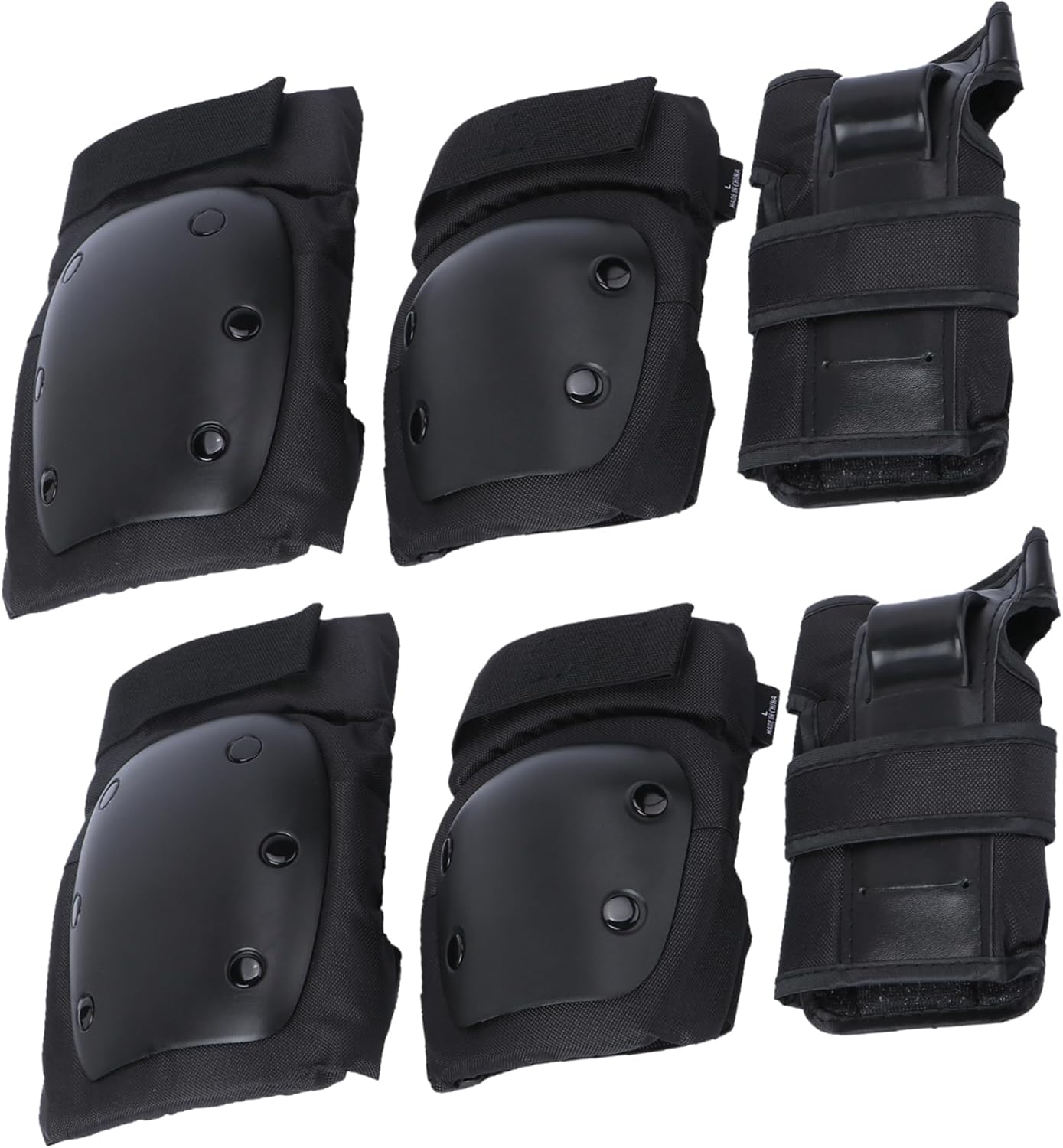 Balacoo 6-Piece Skateboard Protective Gear Set for Kids and Adults Includes Elbow Pads Knee Pads and Wrist Guards Black Large Suitable for Roller Skating and Scooters