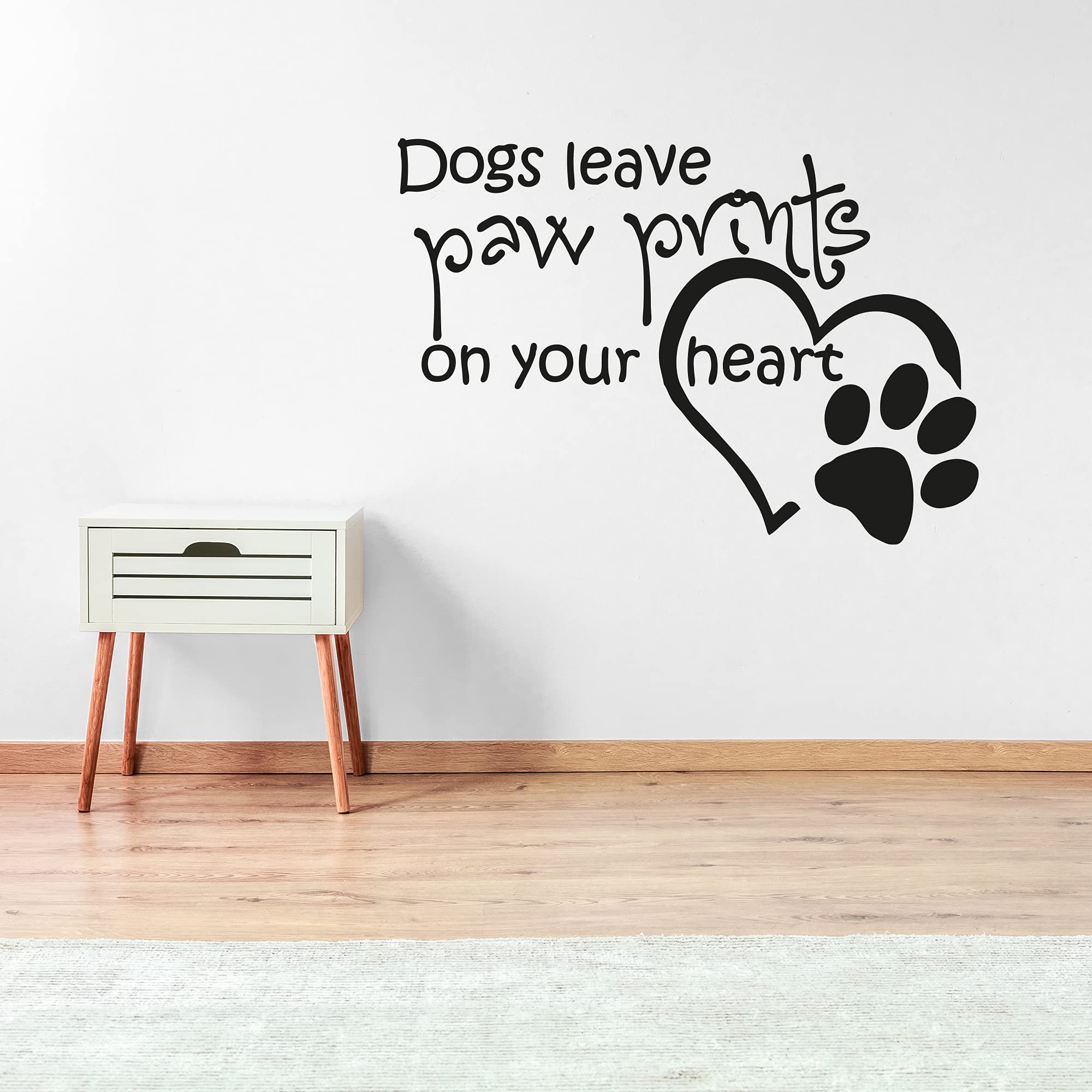 Dogs Leave Paw Prints On Your Heart Wall Sticker Decal Home Animal Mural Pets Art Puppy (60cm Width x 40cm Height)