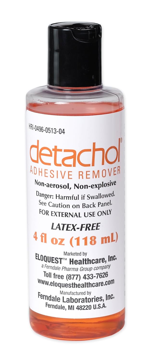Detachol Adhesive Remover – 4oz Bottle for Safe, Easy Removal of Medical Adhesives, Bandages & Skin Tape – Alcohol and Acetone Free – Gentle on Sensitive Skin