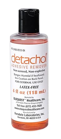 Detachol Adhesive Remover 4oz Bottle for Safe, Easy Removal of Medical Adhesives, Bandages & Skin Tape Alcohol and Acetone Free Gentle on Sensitive Skin