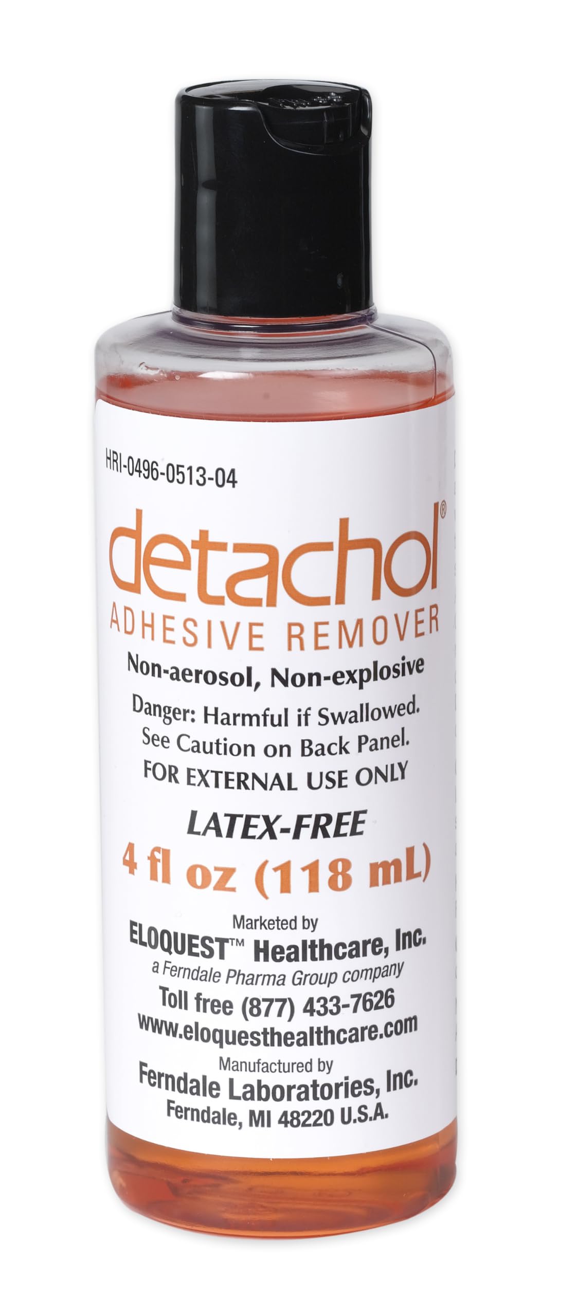 Detachol Adhesive Remover – 4oz Bottle for Safe, Easy Removal of Medical Adhesives, Bandages & Skin Tape – Alcohol and Acetone Free – Gentle on Sensitive Skin