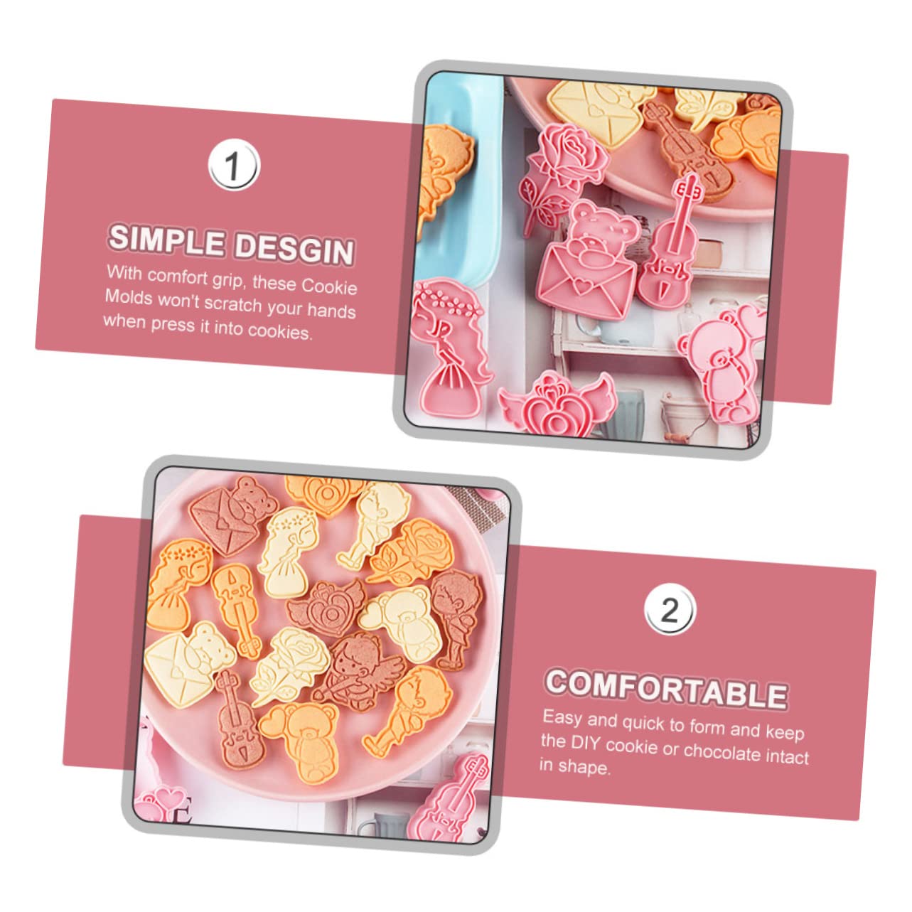 Garneck 5 Set Di Per Biscotti Di Per Biscotti Timbri Per Cottura Per Cottura Riutilizzabili Per Biscotti 8 Pezzi * 5