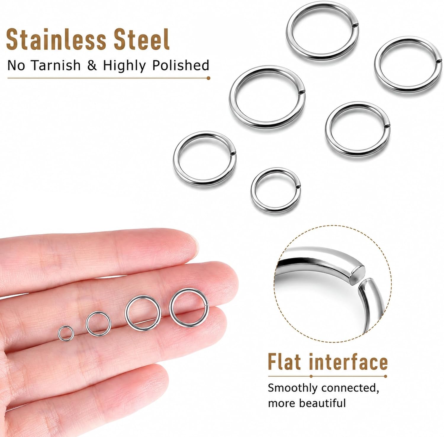 600 Pcs Stainless Steel Jump Rings, Large Heavy Duty Jump Rings, Silver Thick Jump Ring for Jewelry Making, Chainmail Ring 6mm 8mm 10mm 12mm, 15-18 Gauge