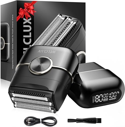 Afeitadora eléctrica de lámina para hombres: maquinilla de afeitar eléctrica portátil para barba/cara - Pantalla LED de 3 hojas flotantes USB-C