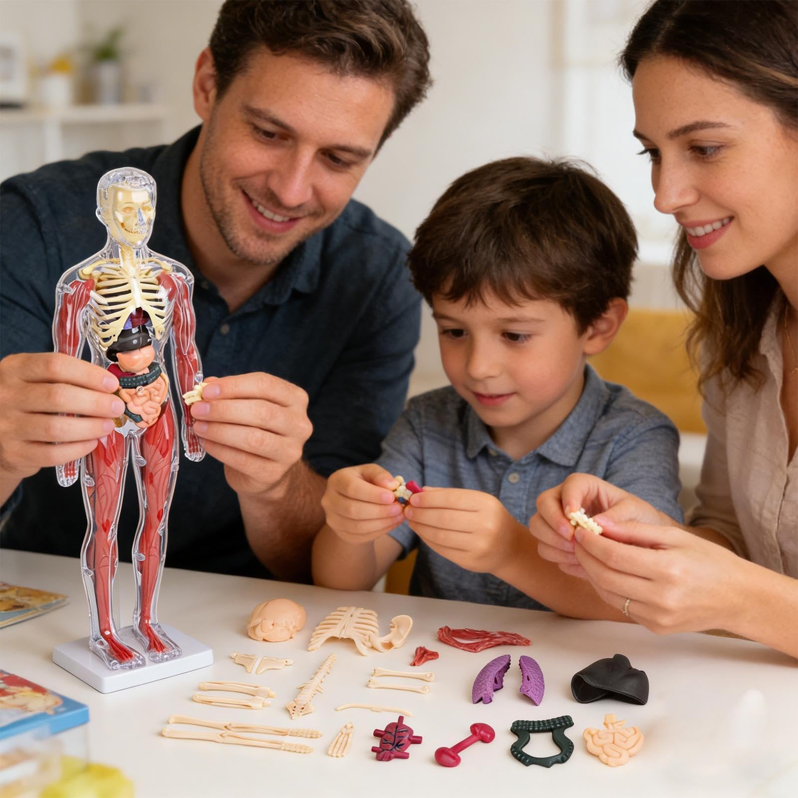 Interaktywny model anatomiczny, zabawka do nauki o ludzkim ciele, edukacyjna figurka 3D z wyjmowanymi organami, miękki model anatomiczny, pomoc edukacyjna z elementami wizualnymi, zabawka do nauki lud