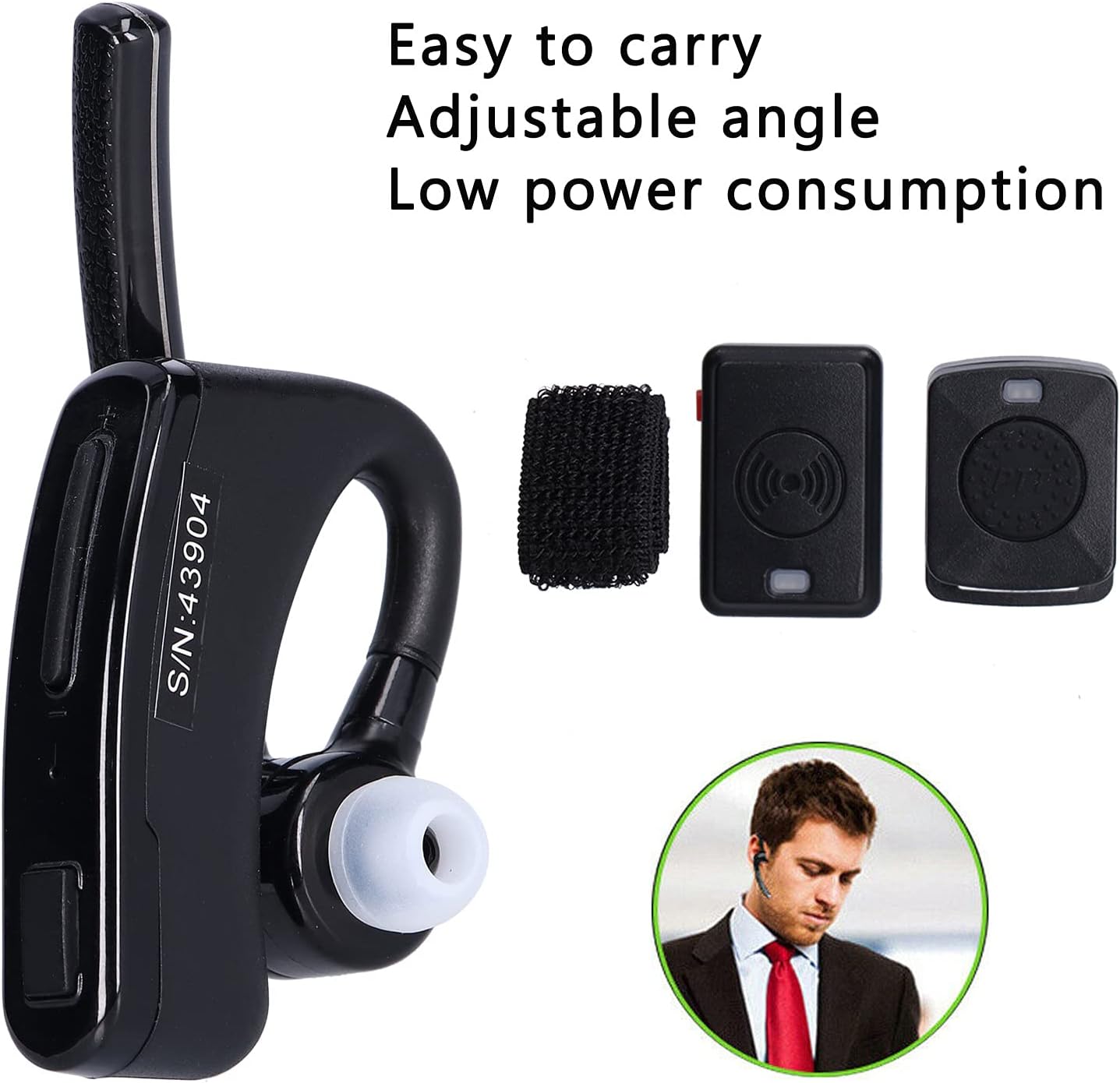 Walkie Talkie Bluetooth Headset for Motorola for HYT, Mini PTT Button and Bluetooth Adapter, Two Way Wireless Bluetooth Headset, for iPhone/Android and Other Bluetooth Devices