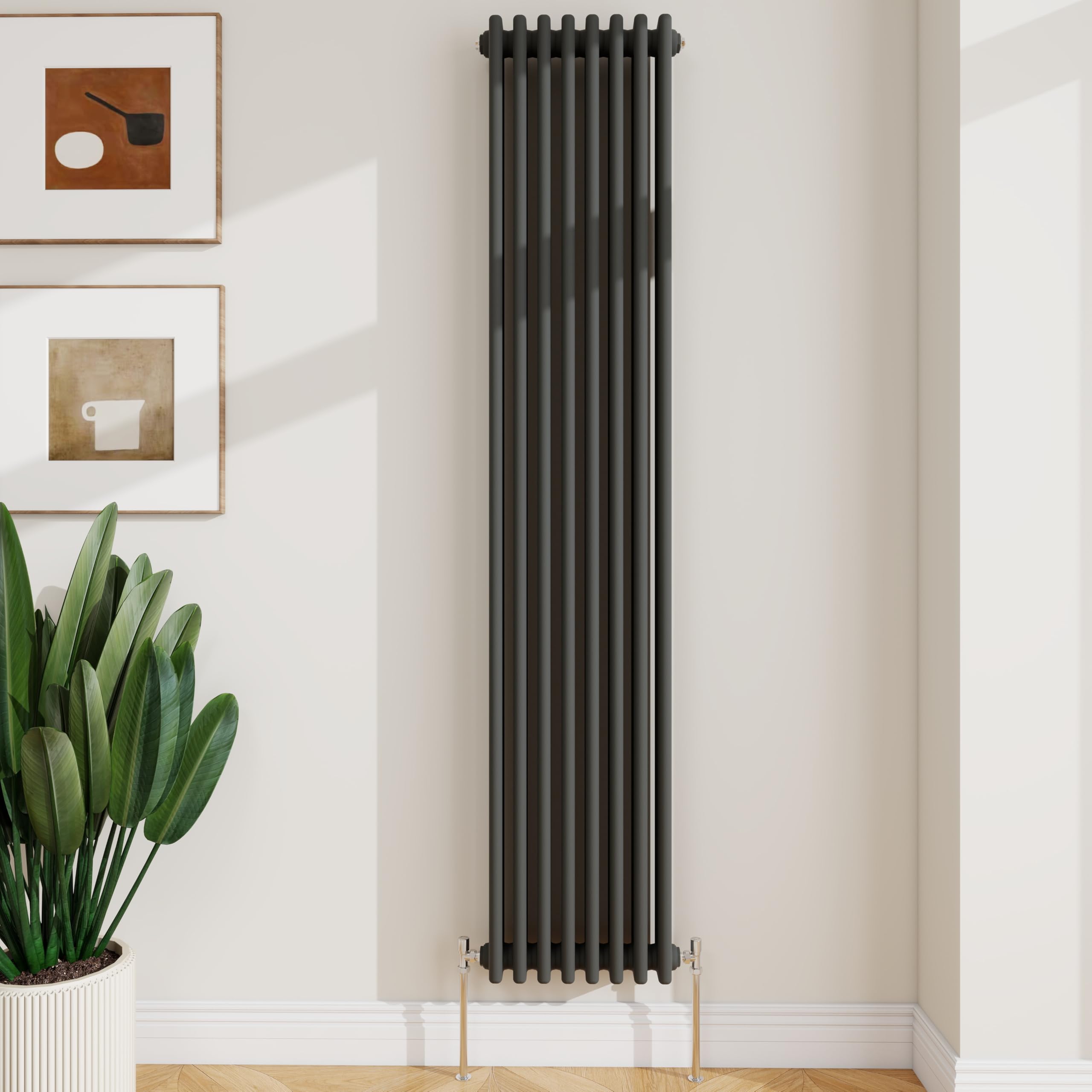 Sline Sanitary Anthracite 1800X380mm Cast Iron Style Traditional 3 Column Vertical Central Heating Radiator
