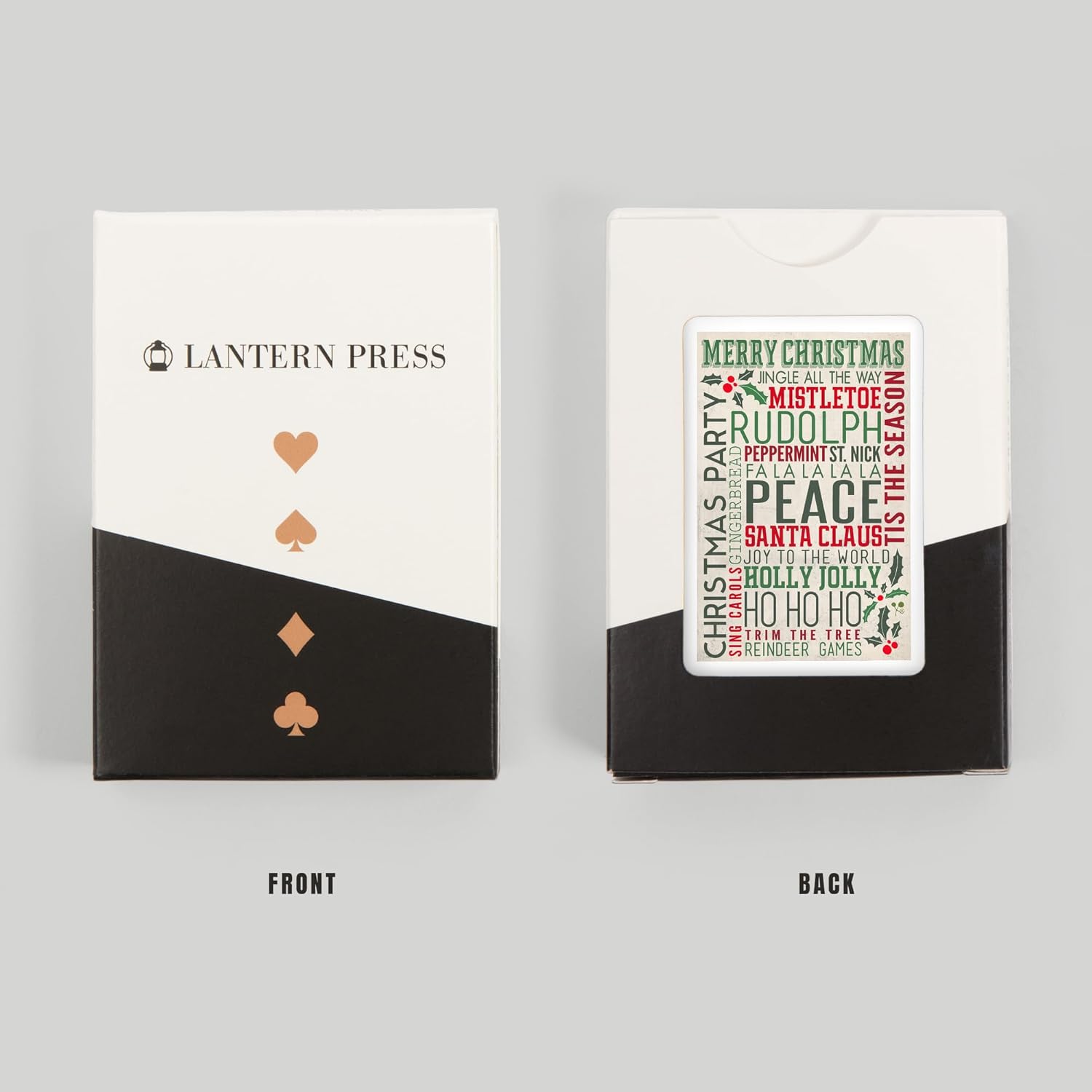 Lantern Press Christmas Typography, 52 Playing Cards for Adults, Poker Size Card Deck
