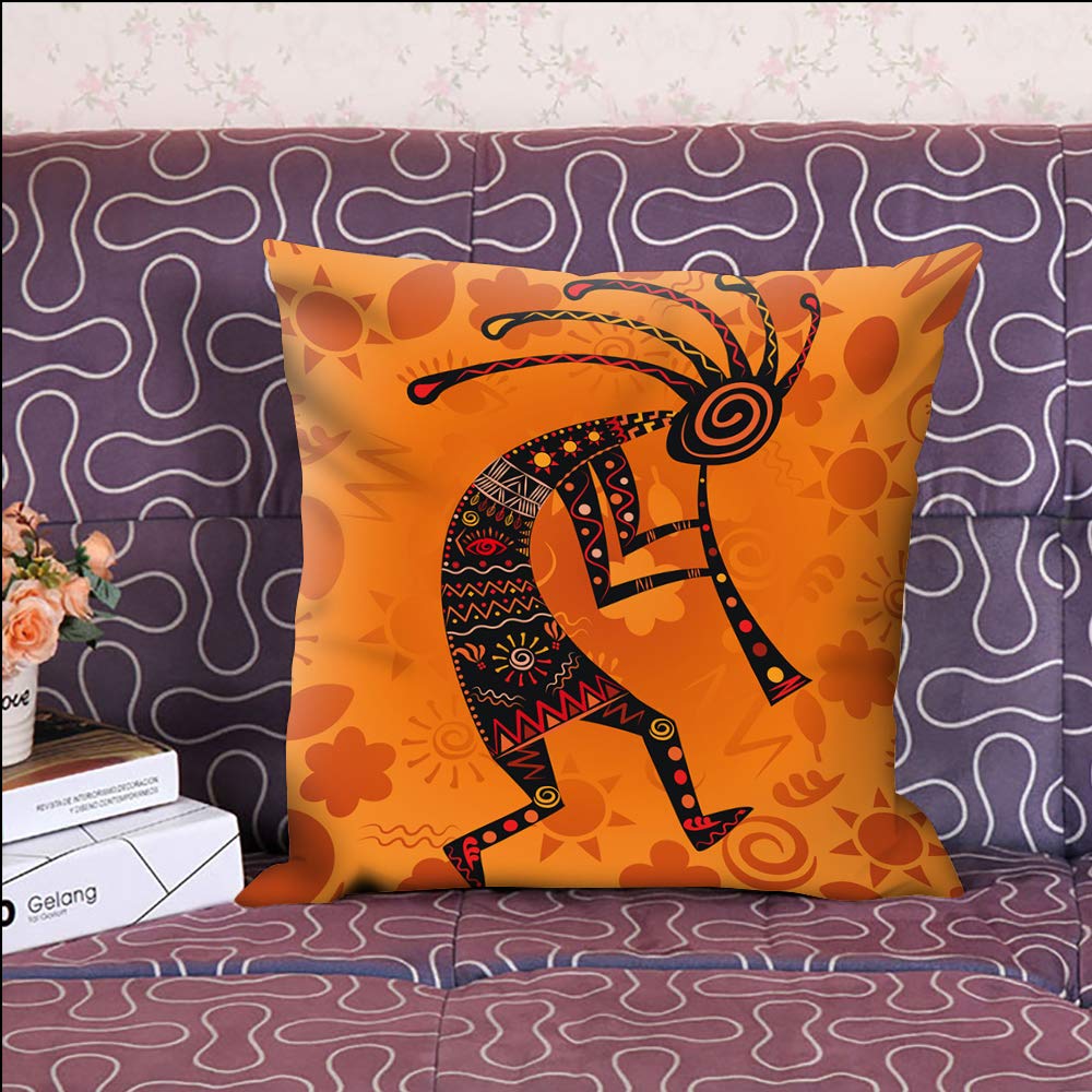 OFloral Kokopelli Decorative Throw Pillow Cover – Ethnic African Design, 18x18 Inch, Cotton Polyester Blend - View #4