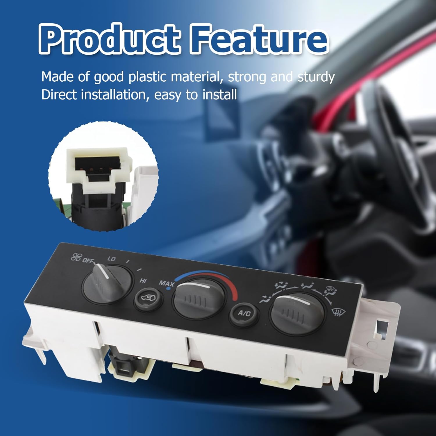 A/C Heater Control Panel w/o Rear Window Defogger Replacement for K1500 K2500 K3500 C1500 C2500 C3500 Pickup Silverado Suburban 1996-2000 9378815 09378815