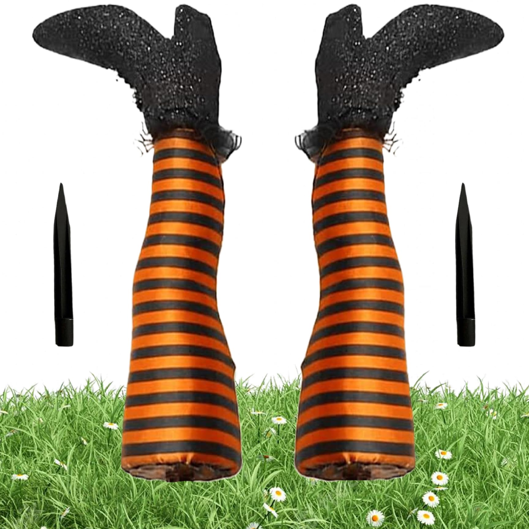 CNAFGBGG Witches Legs Halloween Decor, 2 Pcs, with Stakes, Orange.