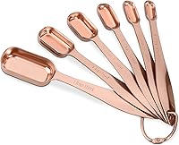 Vista 15 de Juego de 6 cucharas medidoras de acero inoxidable 18/8 precisas, resistente con buen mango, con conector de anillo, color gris oscuro