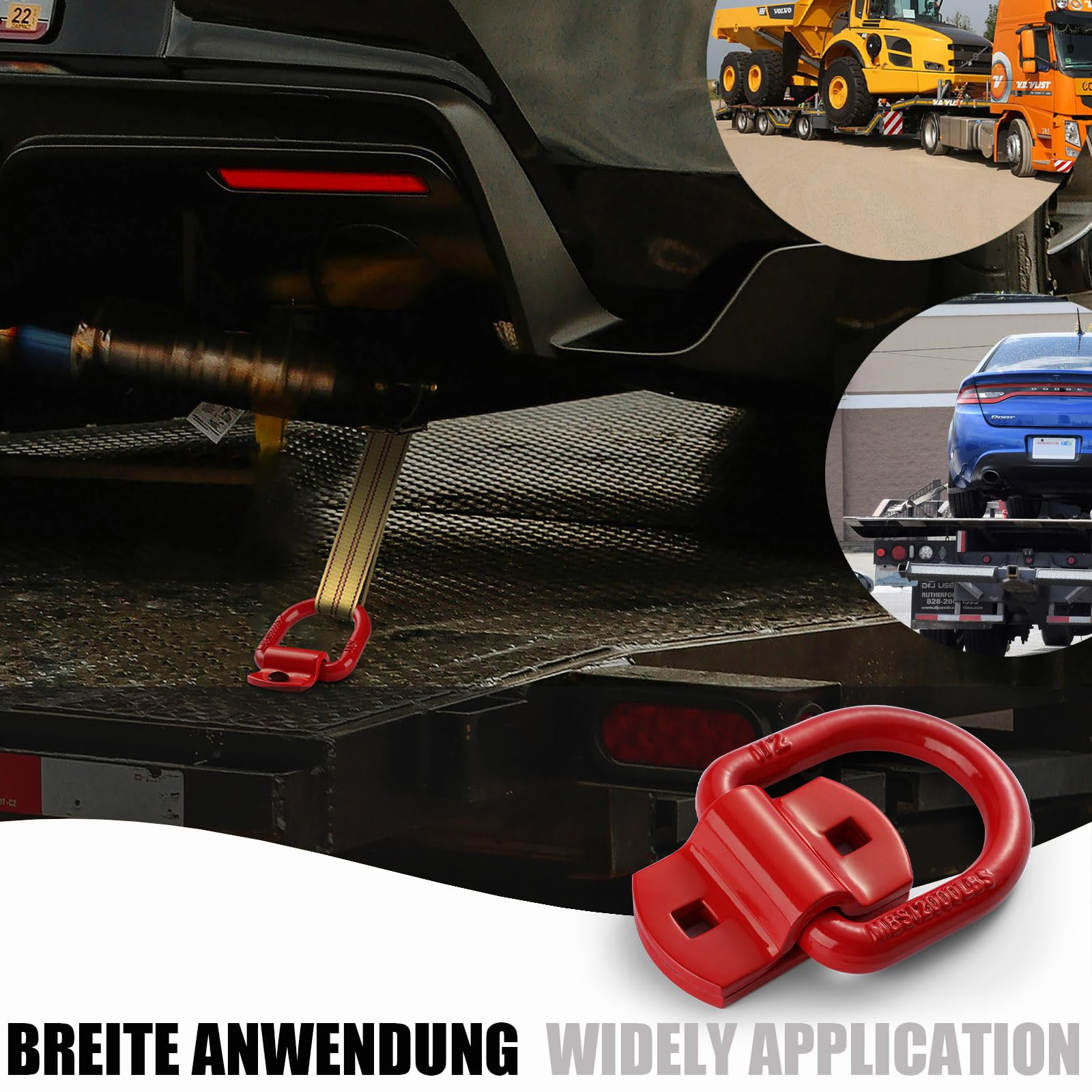 VEXPLO® 5400 kg, anelli di fissaggio per rimorchi auto, accessori per rimorchi, 4 pezzi, anelli di fissaggio (rosso)