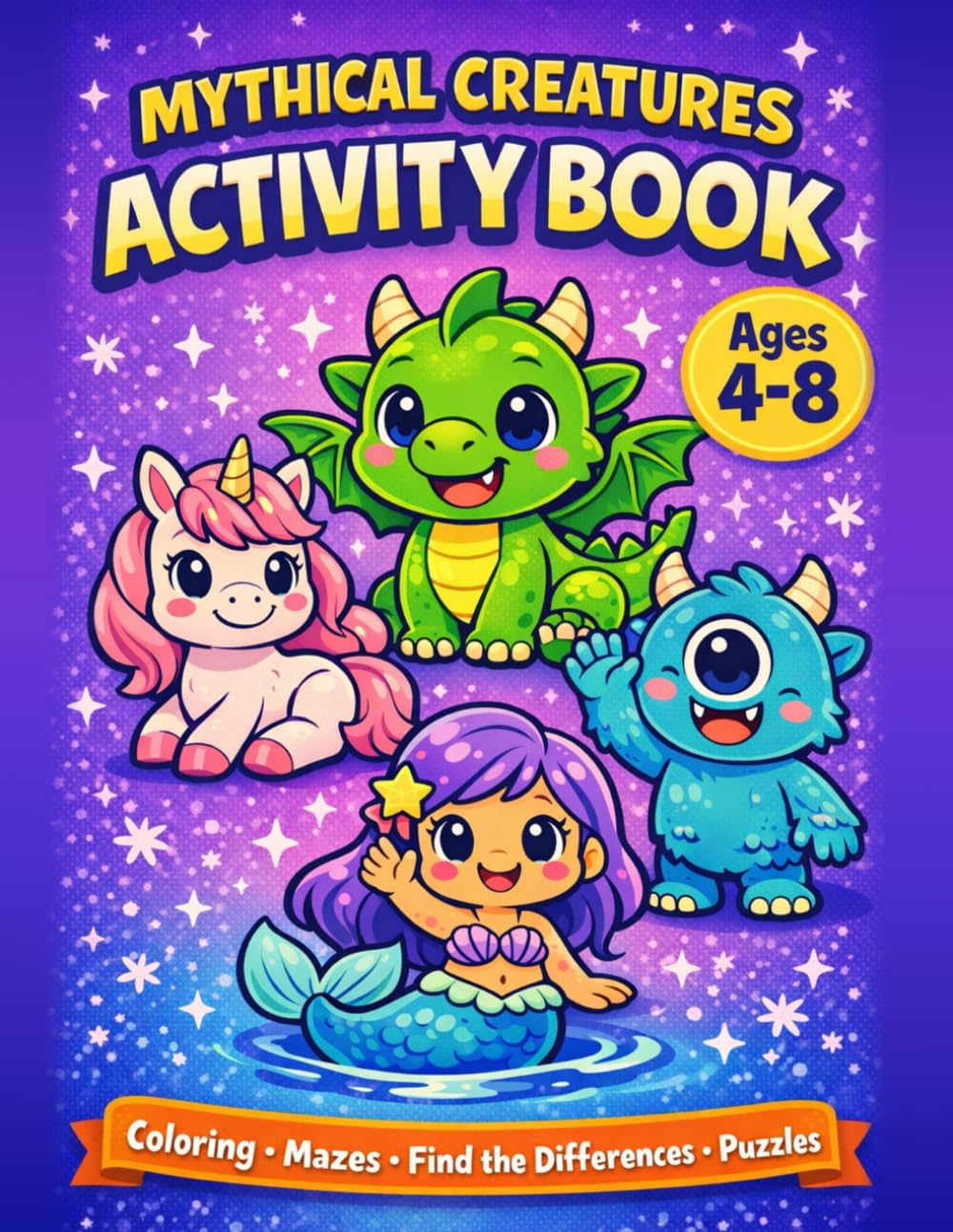 MYTHICAL CREATURES ACTIVITY BOOK: Coloring • Mazes • Spot the Differences • Puzzles