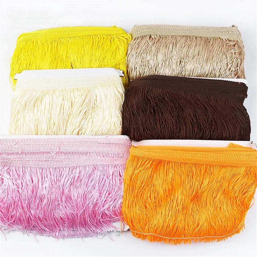 Borlas de poliéster con flecos de 10 m, 10, 15, 20 y 30 cm de largo, cinta de encaje para decoración de ropa, accesorios de costura