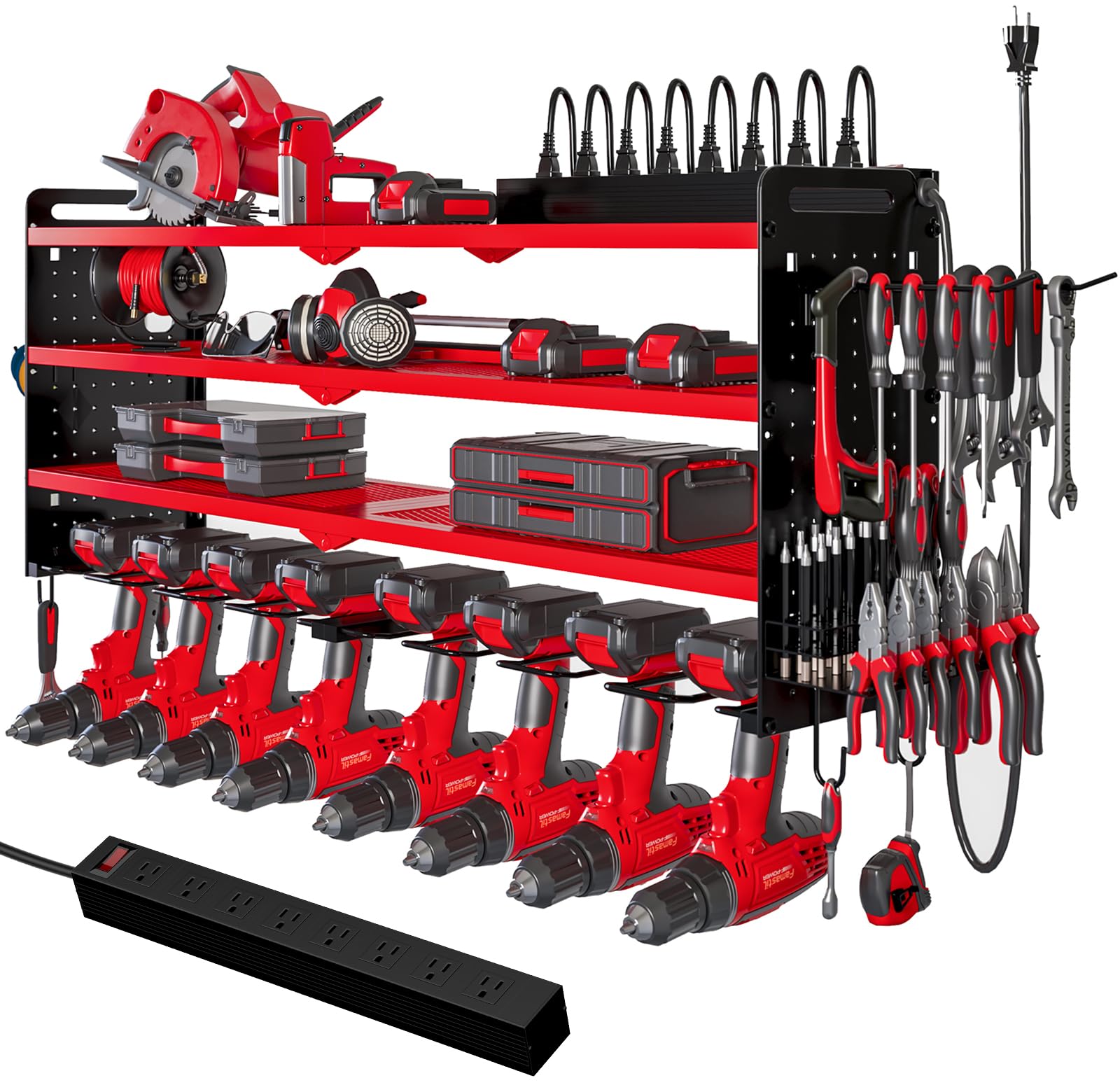 NattyDot Power Tool Organizer Wall Mount, Red
