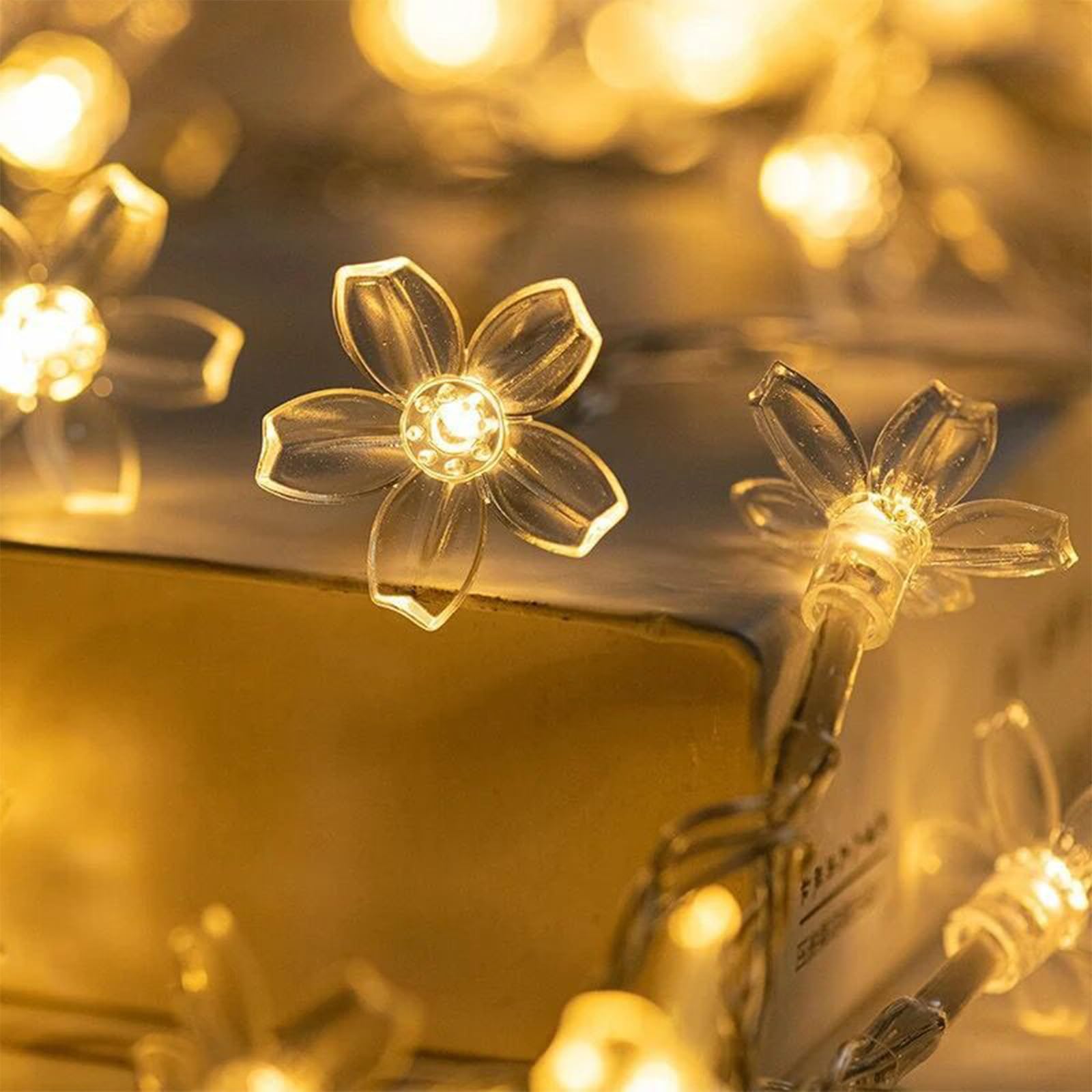 ENLACE Łańcuch świetlny z kwiatami wiśni, 6 m, 40 diod LED, ciepła biel, łańcuch świetlny z kwiatami na baterie, 2 tryby świecenia i światła ciągłego, łańcuch świetlny z kwiatami do ogrodu, na wesele