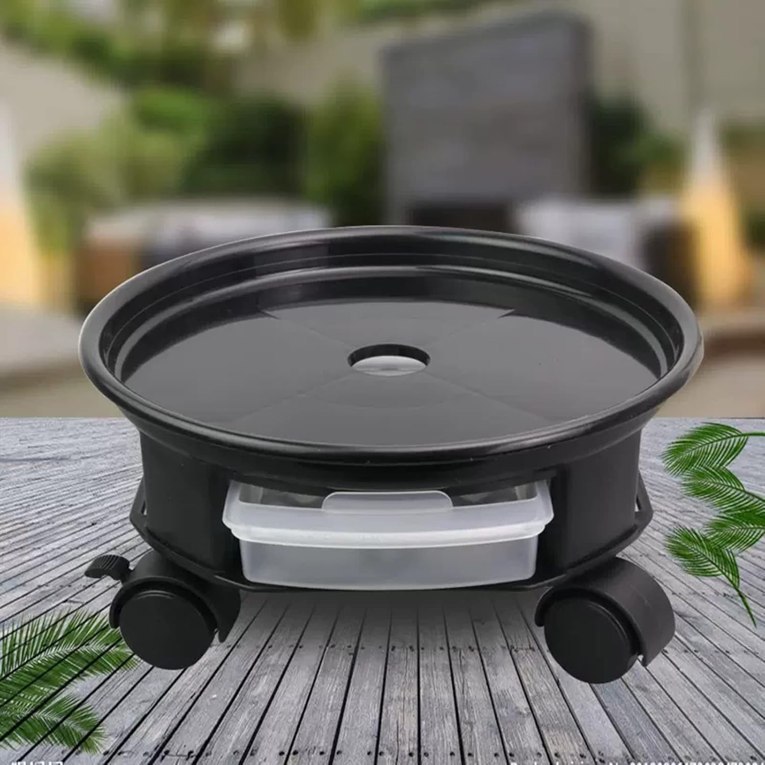 Round Plant Stand with Wheels, Plant Caddy with Lockable Caster Wheels Heavy Duty Planter Rolling Plant Stand Plant Tray Indoor, Flower Pot Plant Roller Base Plant Dolly, Outdoor Potted Plant Mover (