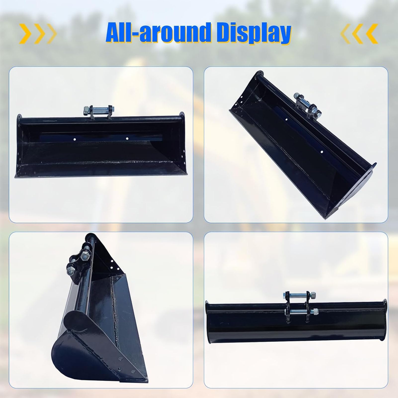 Mini Baggerlöffel, 100cm Baggerschaufel, Minibagger Anbaugeräte für Minibagger 800-1800 kg, Baggerschaufel mit Stiftschaft, Für Sandverladung, Grabenreinigung, Erdverladung