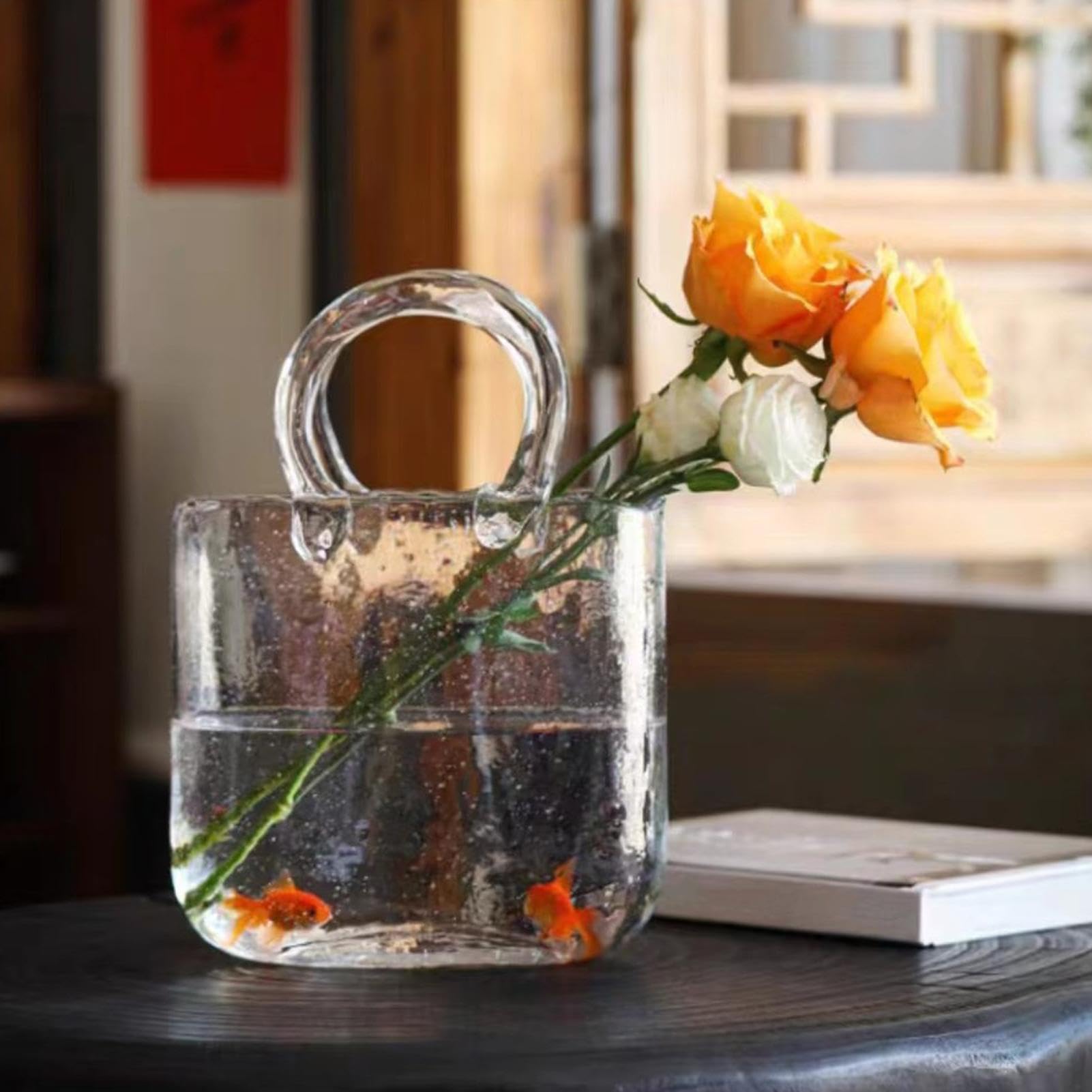 Bolso Vaso Florero con Forma de Bolso y Copa de Vino | Vaso para para comedor, boda, cumpleaños, bar, cocina, oficina, apartamento, residencia