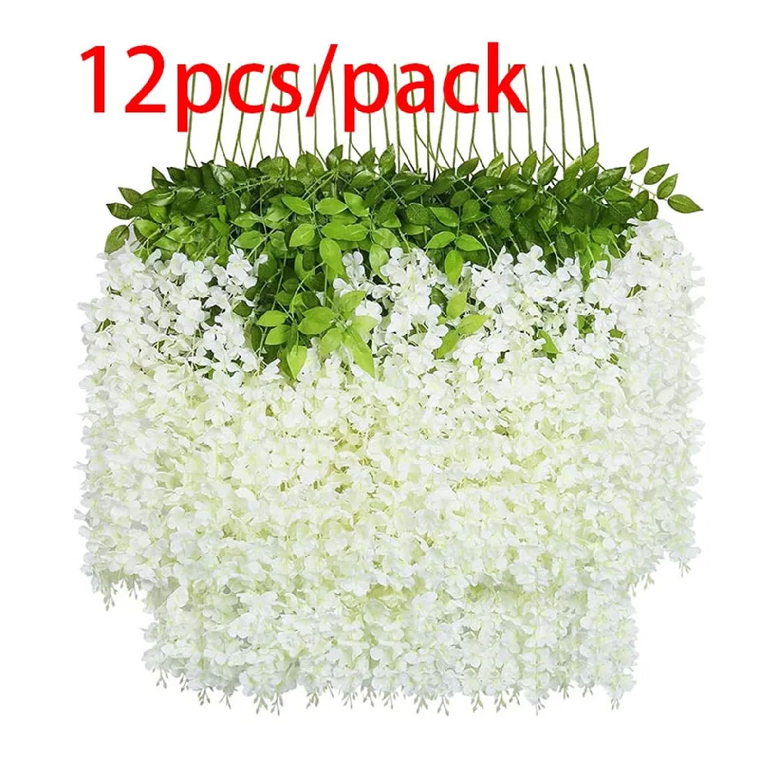 12 sztuk sztuczne kwiaty wisterii sznurek wisząca girlanda na zewnątrz ślub ogród dekoracja łukowa dekoracje domowe na przyjęcie sztuczny kwiat(White)