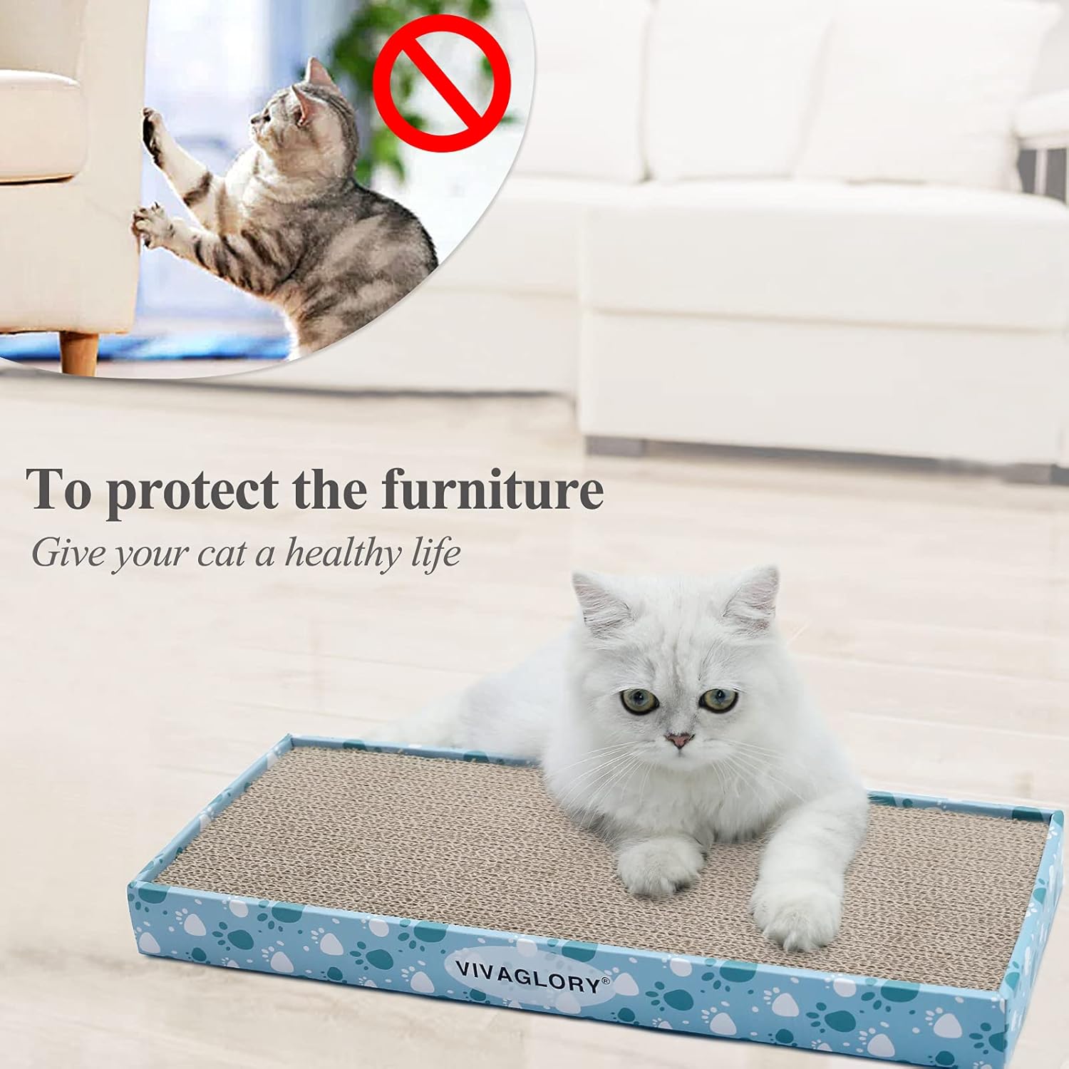 review VIVAGLORY Cat Scratcher, Cat Scratching Pads with Box, Reversible Cat Scratching Board Cat Scratchers for Indoor Cats Kitty, Cardboard Cat Scratcher, Catnip Included, 3 Pack, Regular