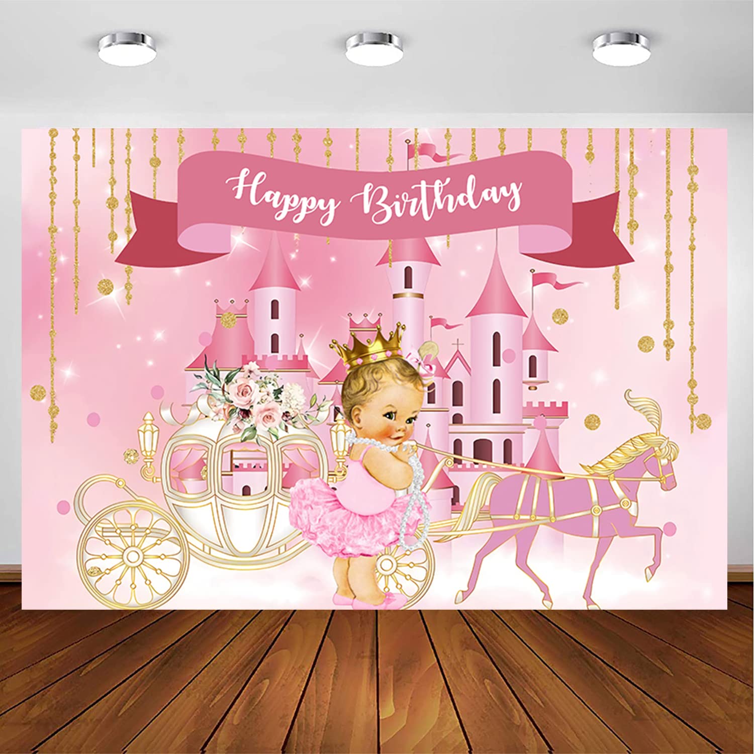 Baby-Party Hintergrund Rosa Mit Blumen – 1,8x1,2 M Vinyl, Für Fotoshooting, Deko, Banner, Babyparty Mädchen