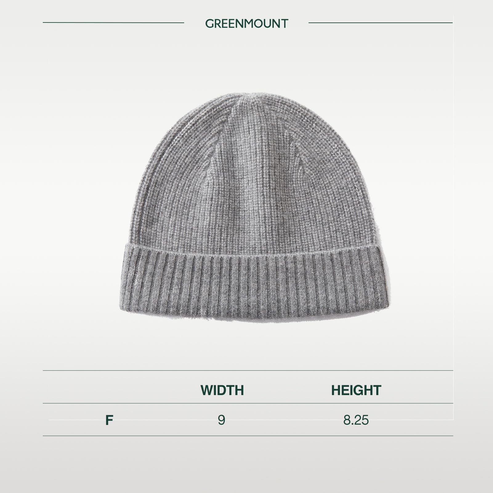 GreenMount Gorro unisex de cachemira, grueso, de punto acanalado, suave, cálido, para hombre y mujer