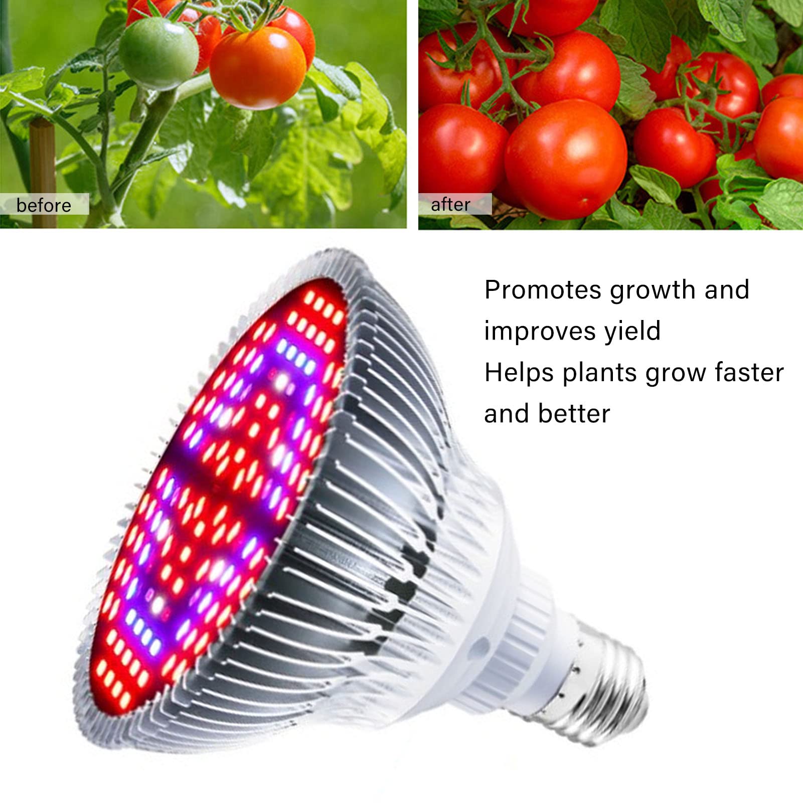 Lampadina da 85 V a 265 V a LED per Coltivazione di Luci, Lampadine per Lampade in Crescita, E27 a Basso Consumo Energetico a Spettro Completo a Basso Calore per Piante a LED per (80W, 120 perline)