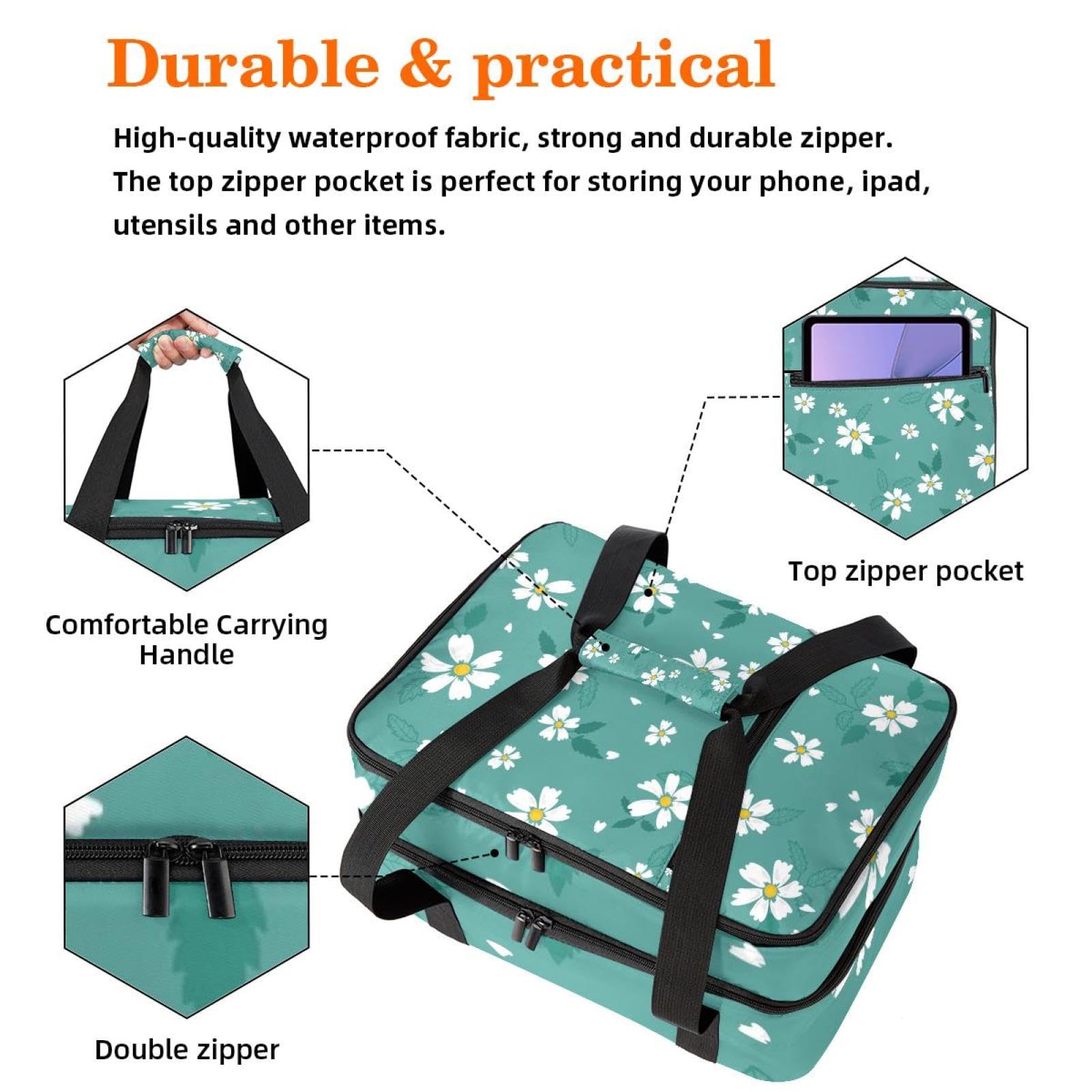 Grand sac à déjeuner isotherme pour homme et femme, double couche, étanche, étanche, réutilisable, sac fourre-tout pour le travail, l'école, le pique-nique, la plage, le camping, les voyages,