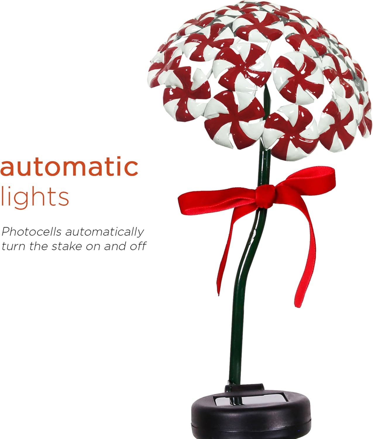 Alpine Corporation 20" Tall Outdoor Solar Candy Cane Lawn Stakes with LED Lights, Set of 2 Outdoor Christmas Holiday Decor, Red and White