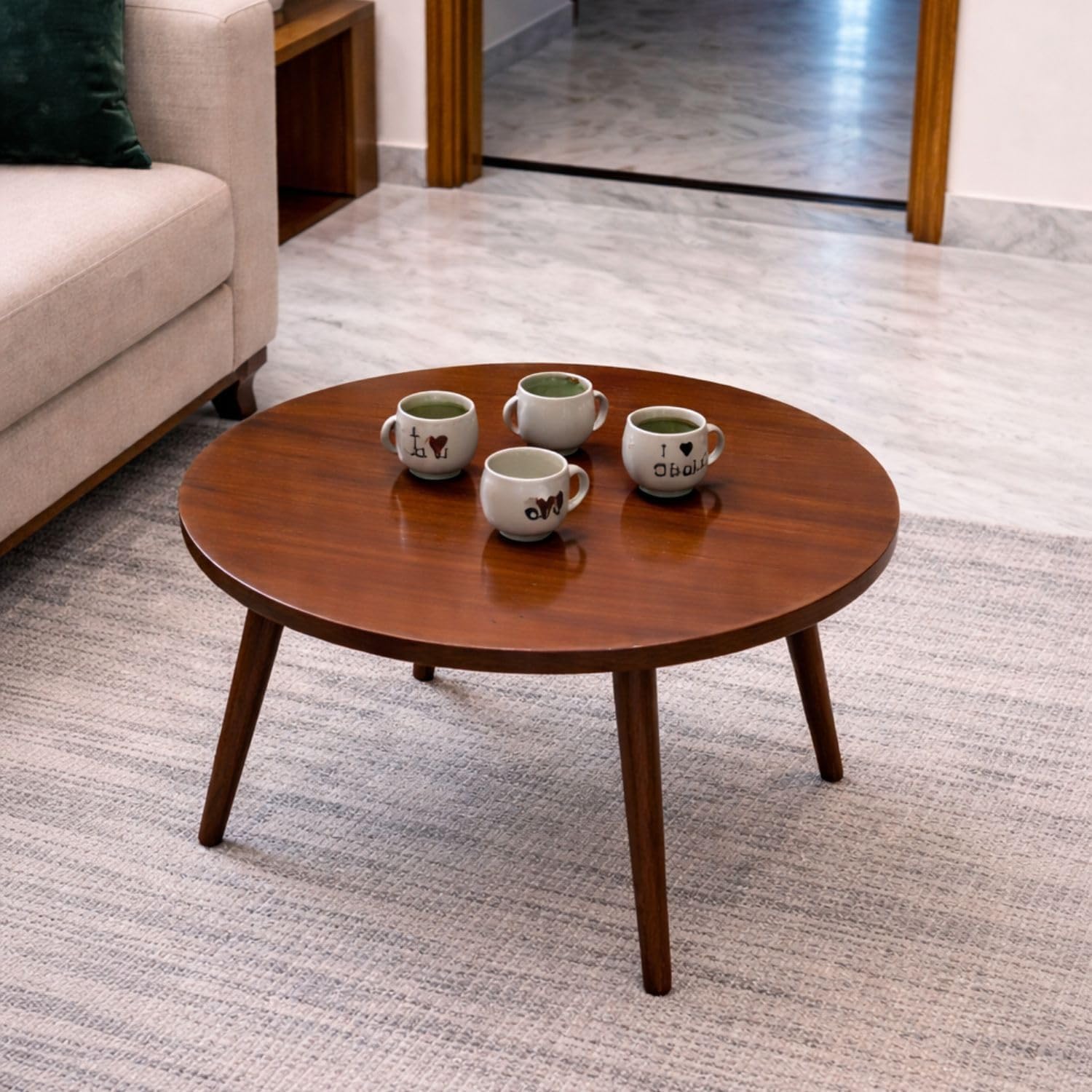 Round Coffee Table for Living Room,Wooden Coffee Table Centre Tea Table, Dining Stacking Table,Contemporary and Home Furnishings (Natural)-image-7