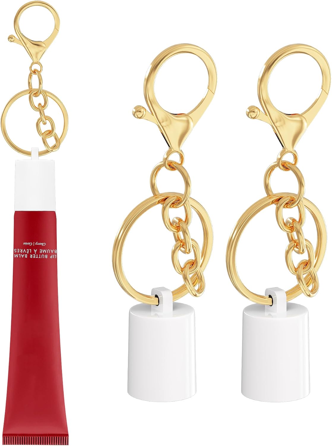 Sonnorel Lip Gloss Keychain Compatible for Summer Fridays Lip Balm, Lipgloss Cap and Holder Set