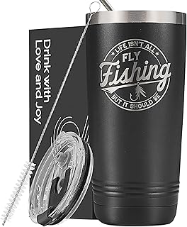 Onebttl Fly Fishing Gifts for Men, Gifts for Fly Fishing Lover, Funny Fishermen Gift, 20oz Stainless Steel Tumbler, Laser