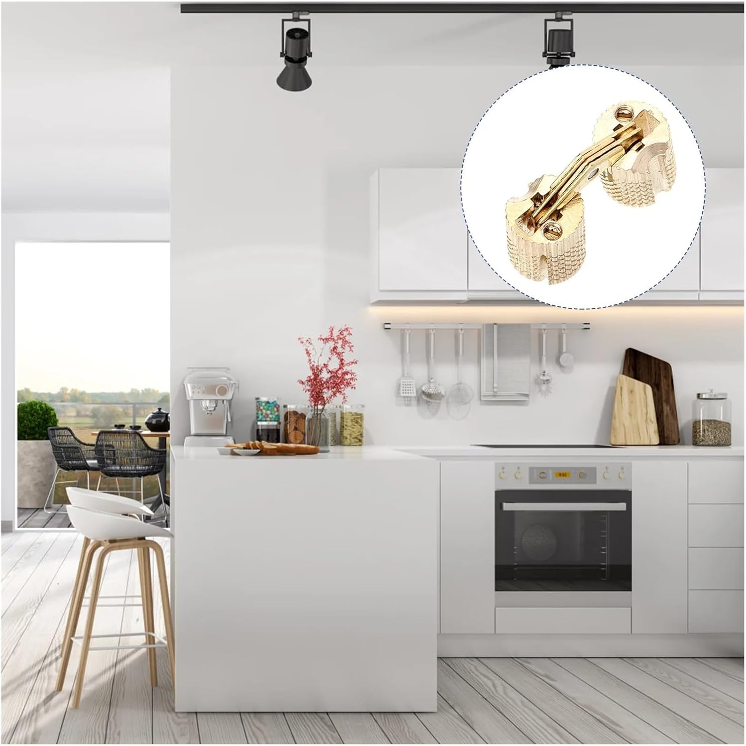 2pcs Copper Hinges for Cabinet Furniture 180° Opening Easy Install Invisible Cylindrical for
